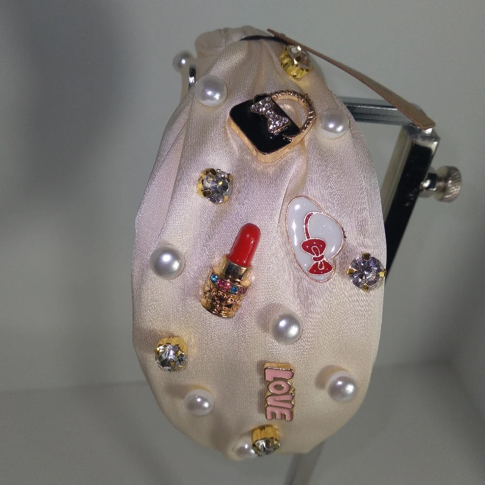 Embellished Lover Of Shoes & Fashion Cream Headband